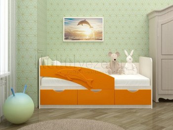 Дельфин-3 Кровать детская 3 ящика без ручек 1.8 Оранжевый глянец в Керамкомбинате - keramkombinat.mebel54.com | фото