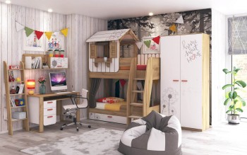 Детская спальня Оливер (Белый/Дуб золотой) в Керамкомбинате - keramkombinat.mebel54.com | фото