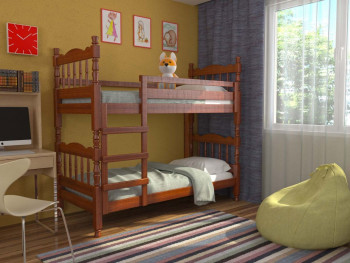 Кровать двухъярусная Соня из массива сосны 800*1890 Орех в Керамкомбинате - keramkombinat.mebel54.com | фото