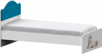 Кровать Каспер с мягкой спинкой и фотопечатью (800х1900)  Белый/Бирюза в Керамкомбинате - keramkombinat.mebel54.com | фото
