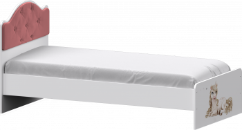 Кровать Каспер с мягкой спинкой и фотопечатью (800х2000)Белый/Светло-розовый в Керамкомбинате - keramkombinat.mebel54.com | фото