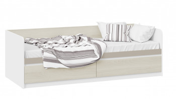 Кровать «Сканди» с 2 ящиками Дуб Гарден/Белый/Глиняный серый в Керамкомбинате - keramkombinat.mebel54.com | фото