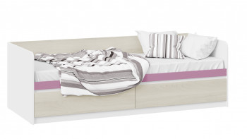Кровать «Сканди» с 2 ящиками Дуб Гарден/Белый/Лиловый в Керамкомбинате - keramkombinat.mebel54.com | фото