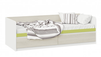 Кровать «Сканди» с 2 ящиками Дуб Гарден/Белый/Зеленый в Керамкомбинате - keramkombinat.mebel54.com | фото