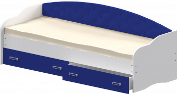 Кровать Софа-8 с мягкой спинкой (900х2000) Белый/Синий в Керамкомбинате - keramkombinat.mebel54.com | фото
