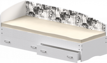 Кровать Софа-9 с мягкой спинкой с рисунком Милана (900х1900) Белый в Керамкомбинате - keramkombinat.mebel54.com | фото
