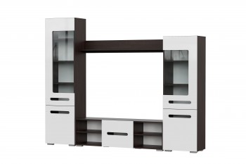 Мебель для гостиной МГС 6 (Исполнение 1/Венге/Белый глянец) в Керамкомбинате - keramkombinat.mebel54.com | фото