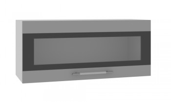 Норд ШВГС 800 Шкаф верхний горизонтальный со стеклом (Софт черный/корпус Белый) в Керамкомбинате - keramkombinat.mebel54.com | фото