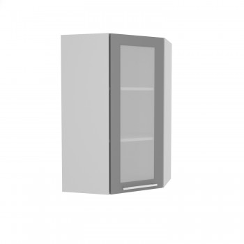 Норд ШВУС 600Н Шкаф верхний угловой (премьер) высокий (Софт черный/корпус Белый) в Керамкомбинате - keramkombinat.mebel54.com | фото
