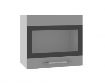 Ройс ВПГСФ 500 Шкаф верхний горизонтальный со стеклом с фотопечатью высокий (Графит софт/корпус Серый) в Керамкомбинате - keramkombinat.mebel54.com | фото