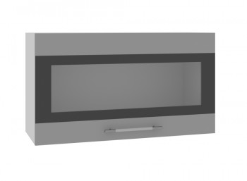 Ройс ВПГСФ 800 Шкаф верхний горизонтальный со стеклом с фотопечатью высокий (Графит софт/корпус Серый) в Керамкомбинате - keramkombinat.mebel54.com | фото