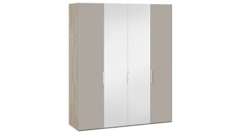Шкаф комбинированный с 2 глухими и 2 зеркальными дверями «Эмбер» Баттл Рок/Серый глянец в Керамкомбинате - keramkombinat.mebel54.com | фото