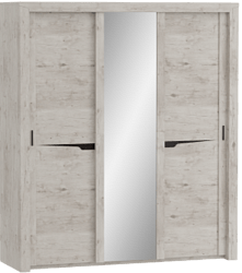 Шкаф трехдверный Соренто с раздвижными дверями Дуб бонифаций/Кофе структурный матовый в Керамкомбинате - keramkombinat.mebel54.com | фото