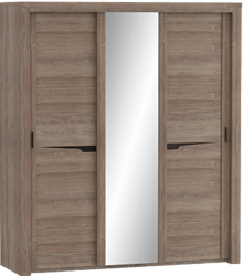 Шкаф трехдверный Соренто с раздвижными дверями Дуб стирлинг/Кофе структурный матовый в Керамкомбинате - keramkombinat.mebel54.com | фото