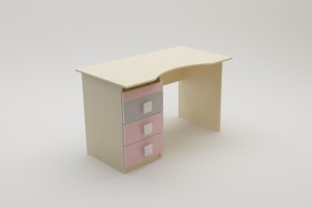 Стол (столешница с выемкой) Грэйси (Розовый/Серый/корпус Клен) в Керамкомбинате - keramkombinat.mebel54.com | фото