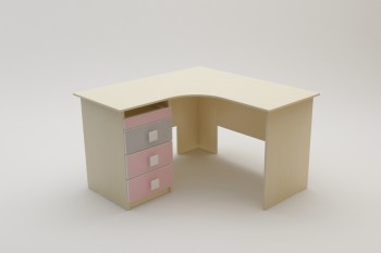 Стол угловой Грэйси (Розовый/Серый/корпус Клен) в Керамкомбинате - keramkombinat.mebel54.com | фото