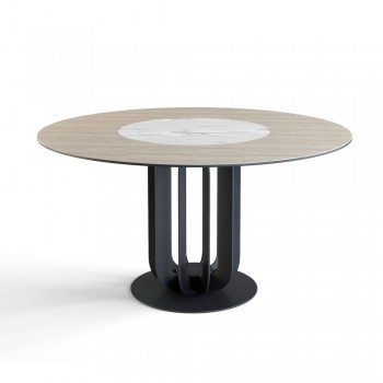 Стол круглый Rotor (160), шпон + керамика светлая в Керамкомбинате - keramkombinat.mebel54.com | фото